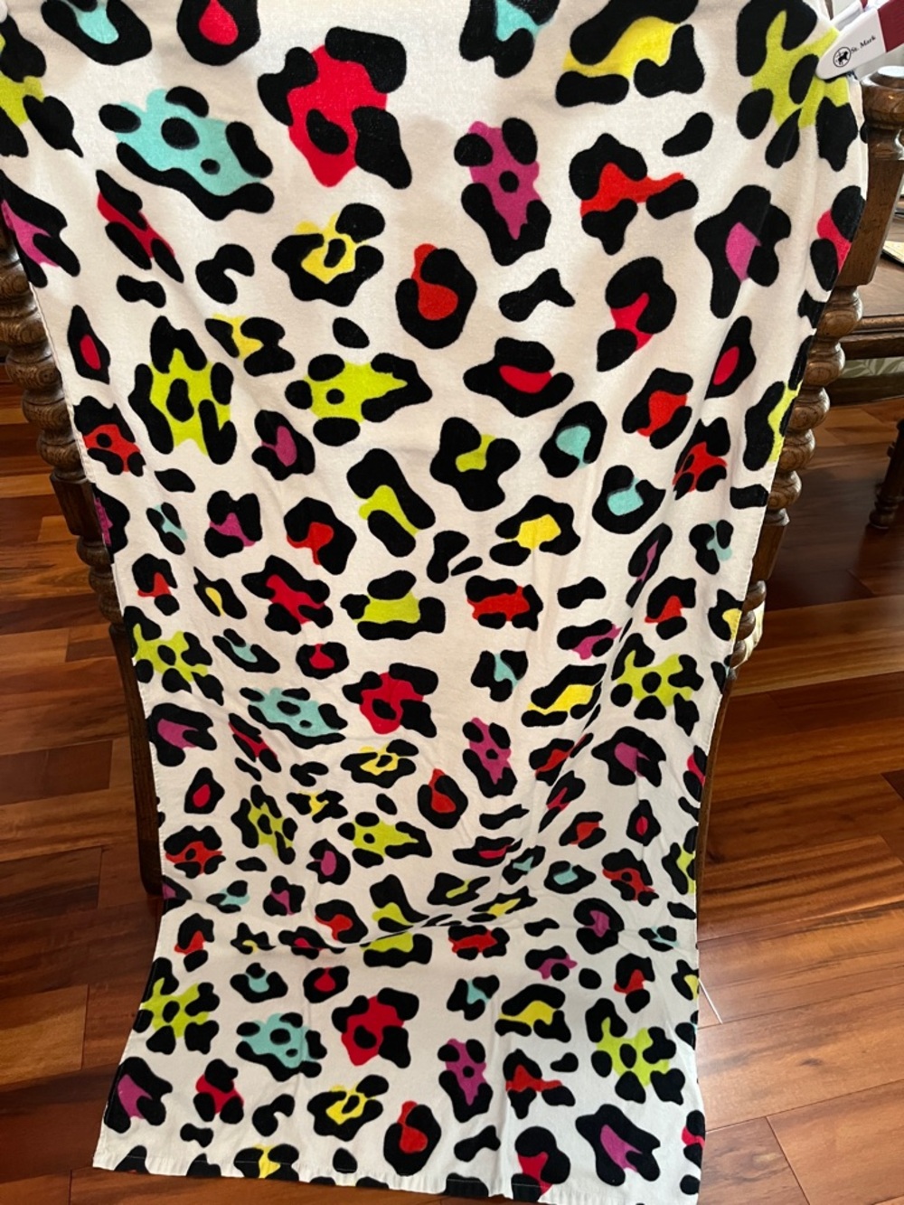 Colorful Neon Leopard Print Beach Towel. - Picture 2 of 9